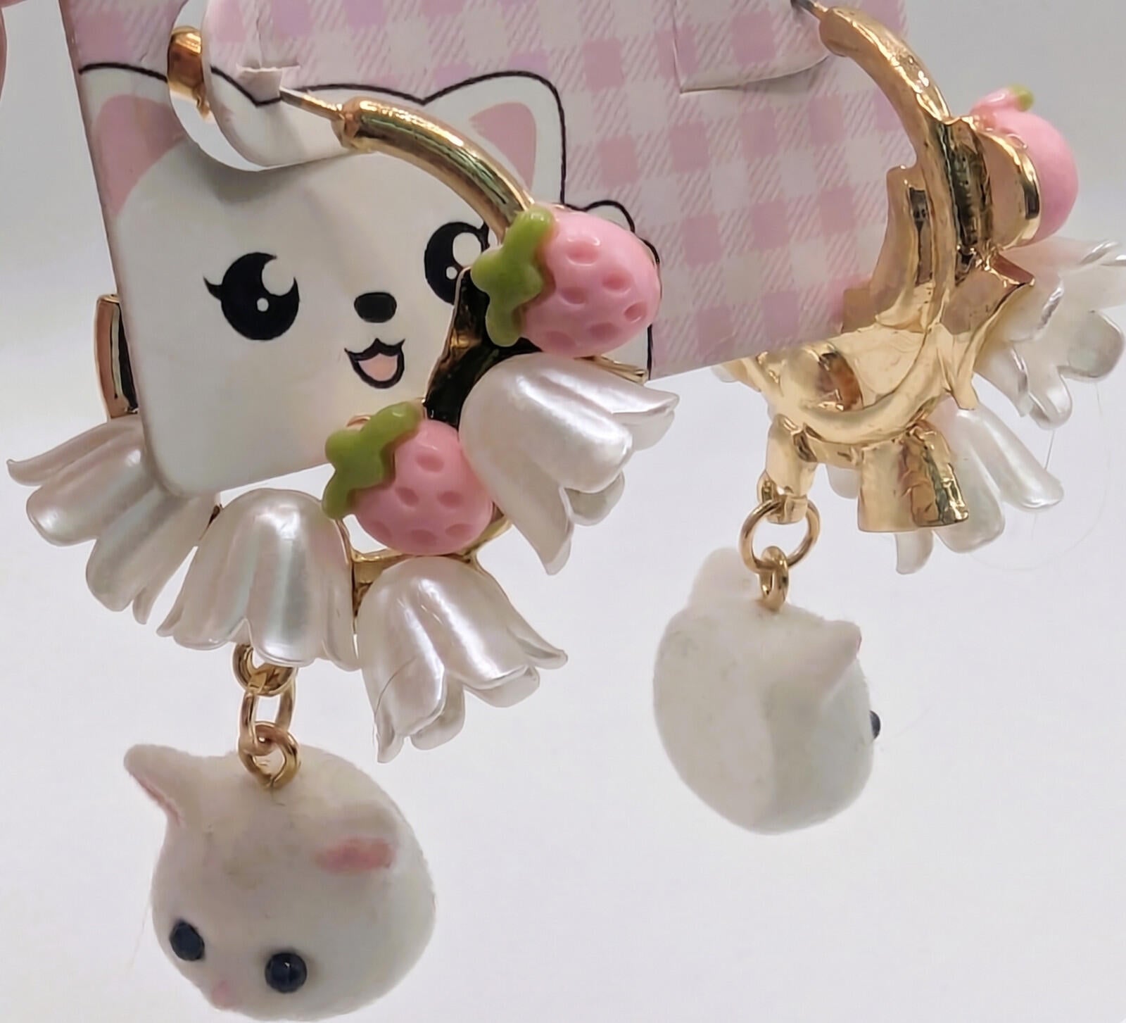 Thorn & Fable Floral Cat Head Hoop Earrings