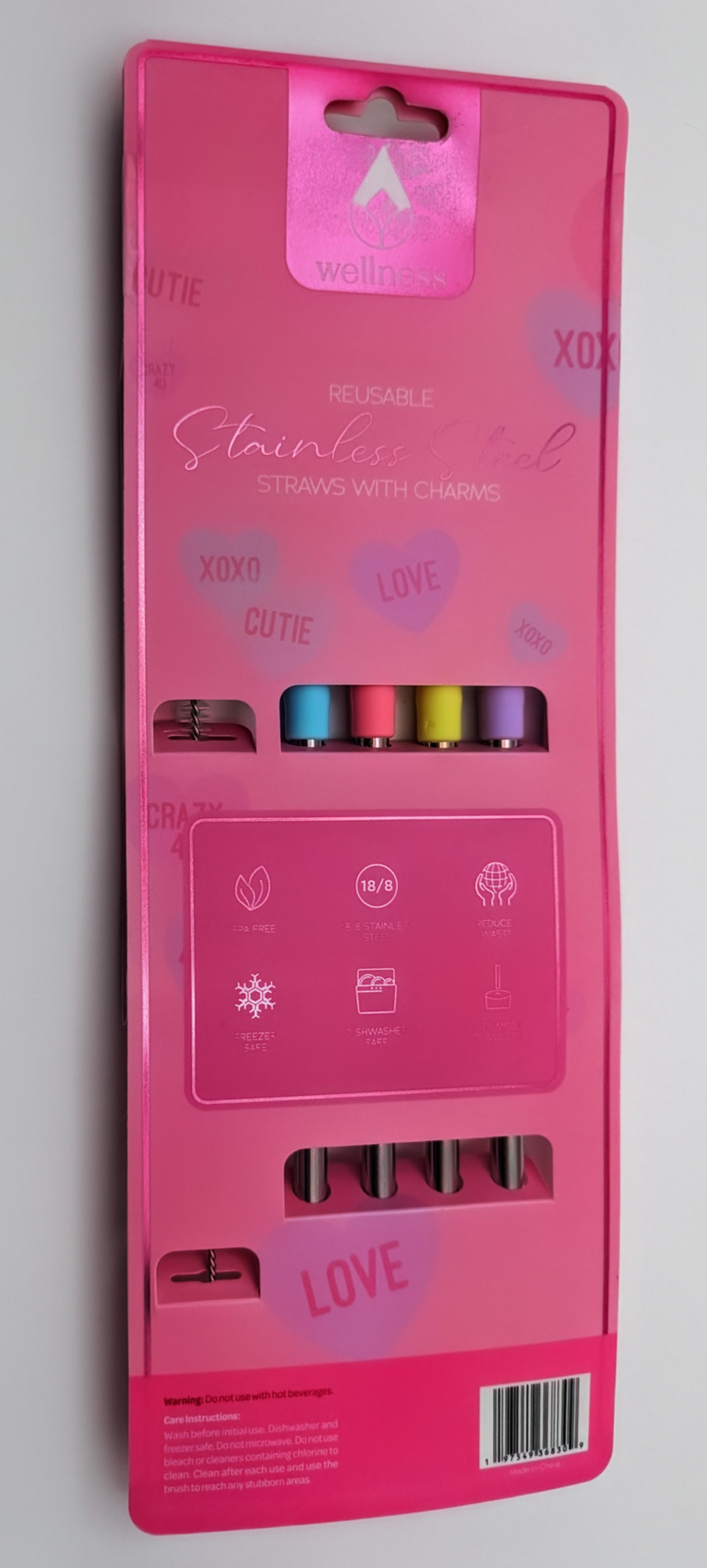 "Conversation Heart" Stainless Steel Straw Set