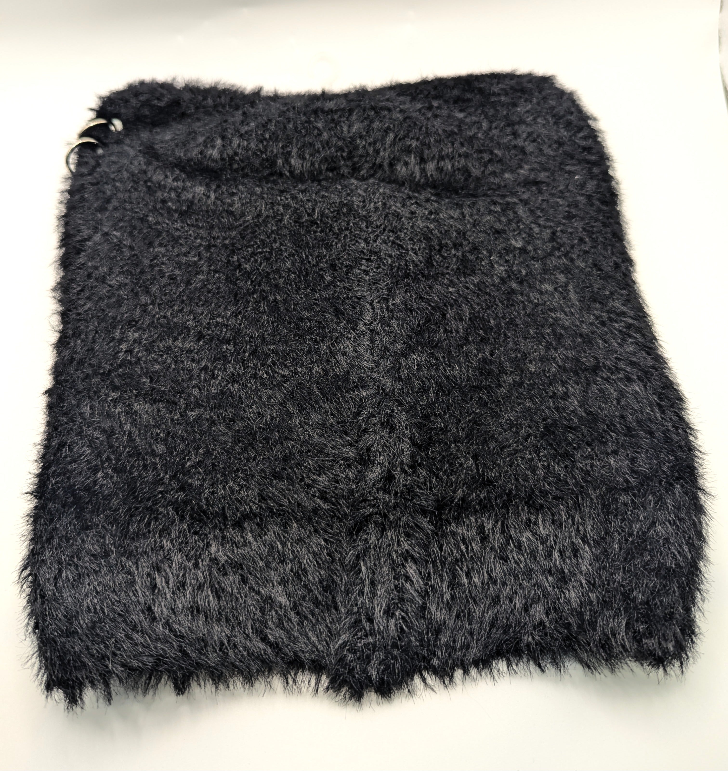 Black Fuzzy Pierced Beanie