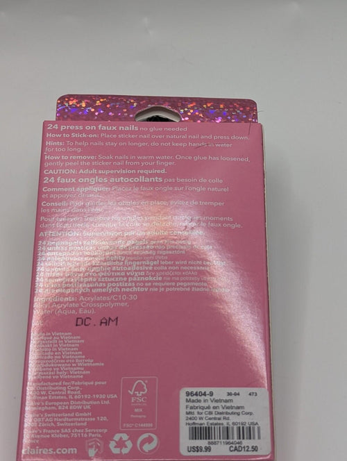 Claire's Pink Stiletto Press on Nails