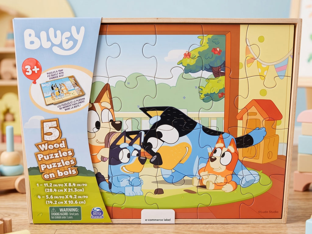 Bluey 5-Pack Wooden Puzzle Set