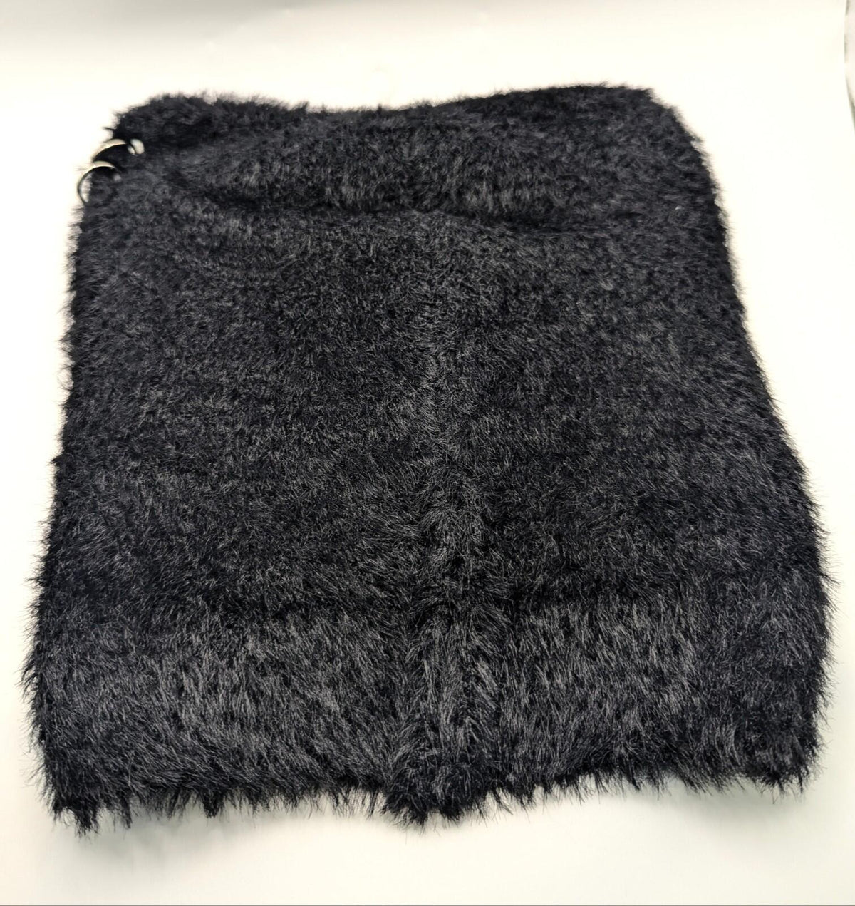 Black Fuzzy Pierced Beanie