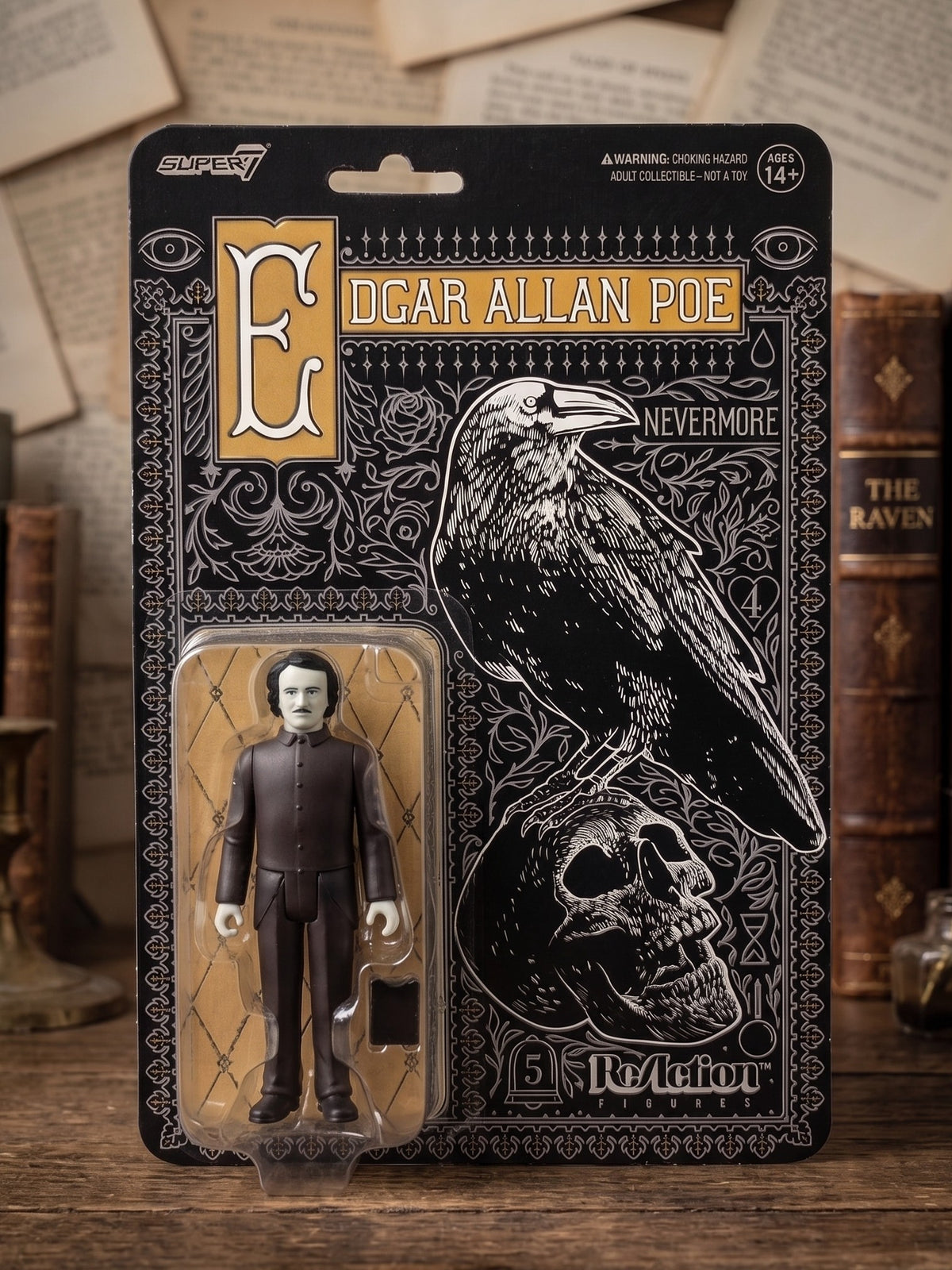 Super7 Edgar Allan Poe (Grayscale) ReAction Figure